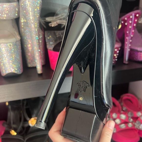 Versace triple platform heel booties Medusa gold hardware sexy iconic rare boots - Picture 6 of 10